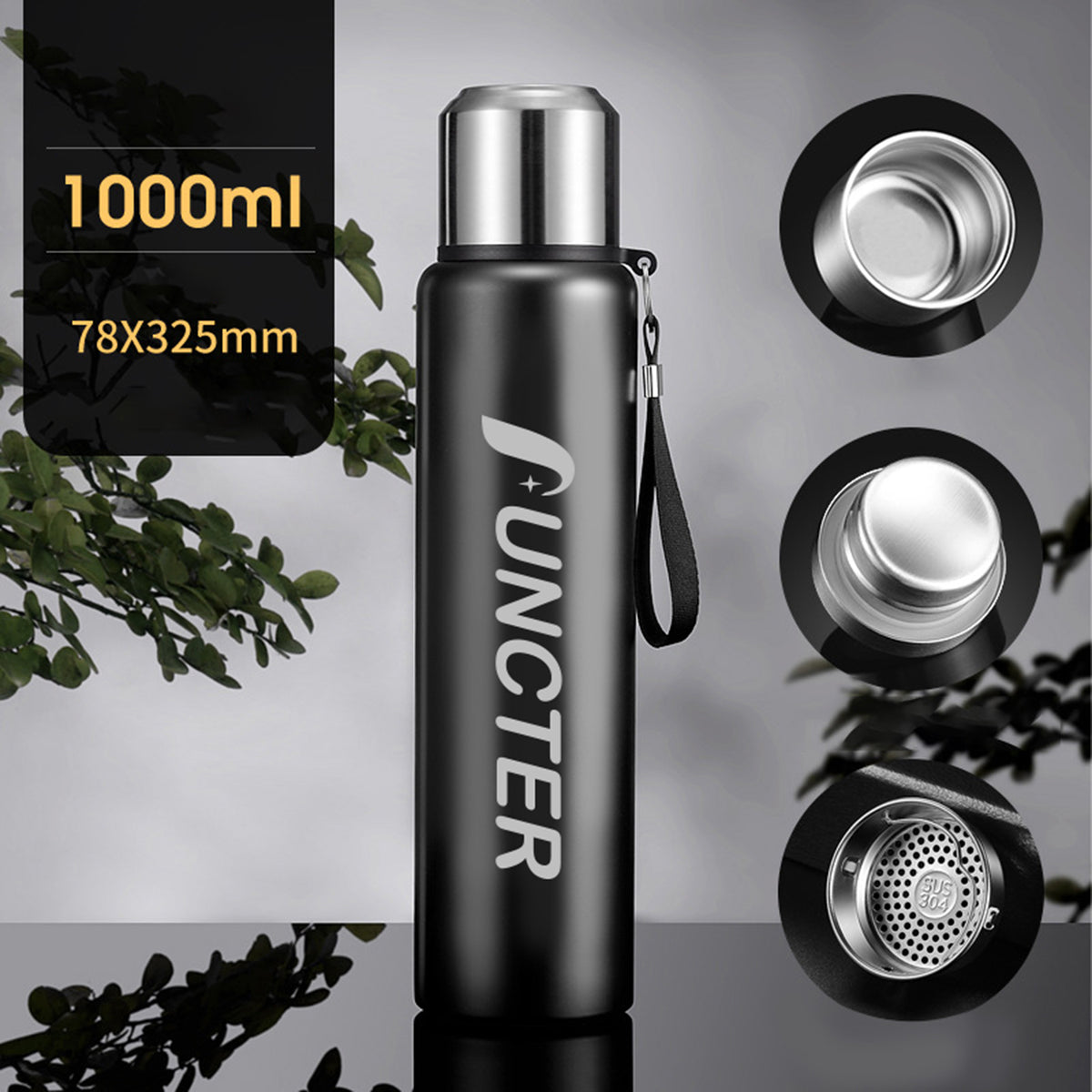 33OZ Stainless Steel Vacuum Insulated Water Bottle W/Cup