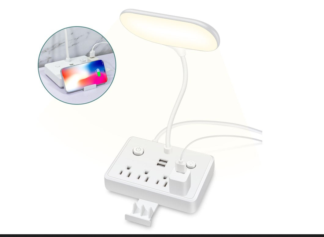 Surge Protector Power Strip w/USB Charging Ports w/Table Lamp w/Phone stand