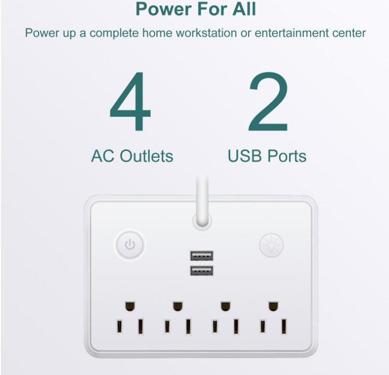 Surge Protector Power Strip w/USB Charging Ports w/Table Lamp w/Phone stand