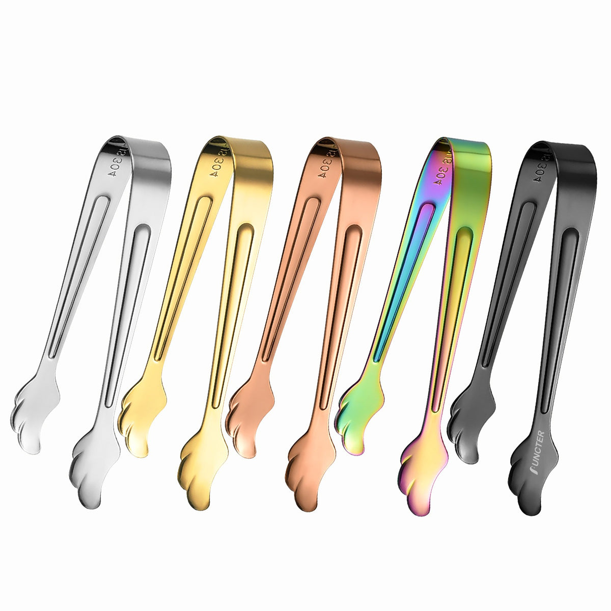 4.13" 304 Stainless Steel Wing Shape Ice Tongs Cooking Kitchen Tongs