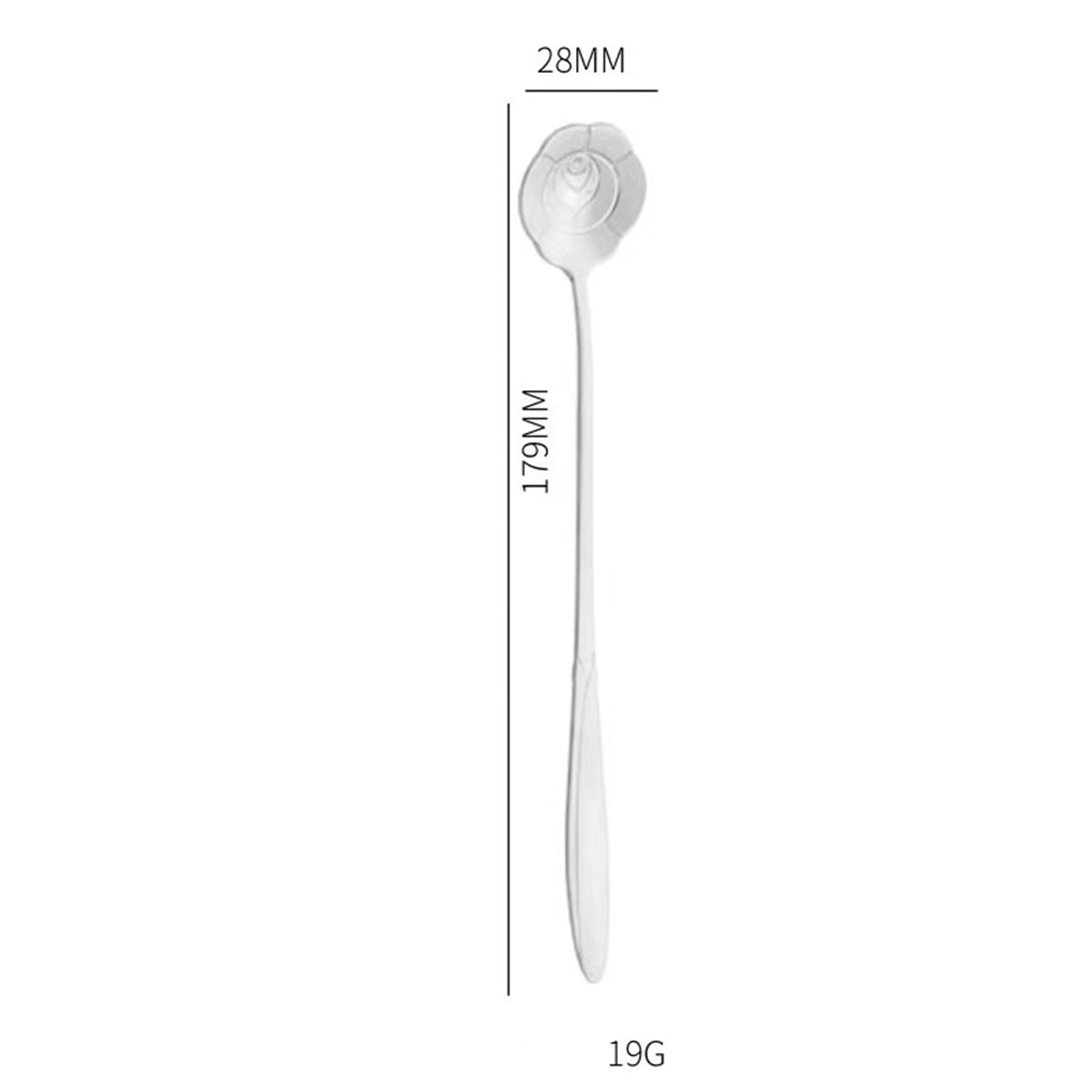 6.97" Silver Rose Shape Stainless Steel Coffee Spoon