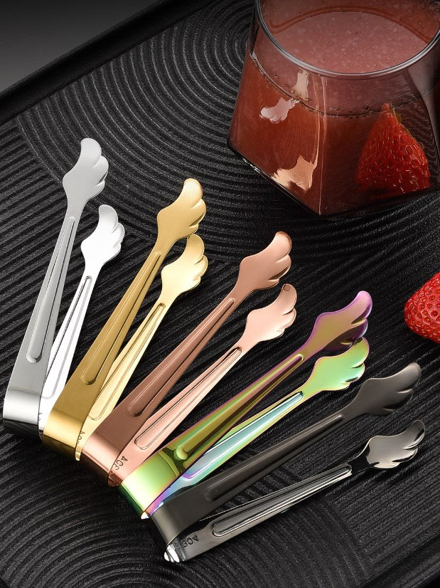 4.13" 304 Stainless Steel Wing Shape Ice Tongs Cooking Kitchen Tongs