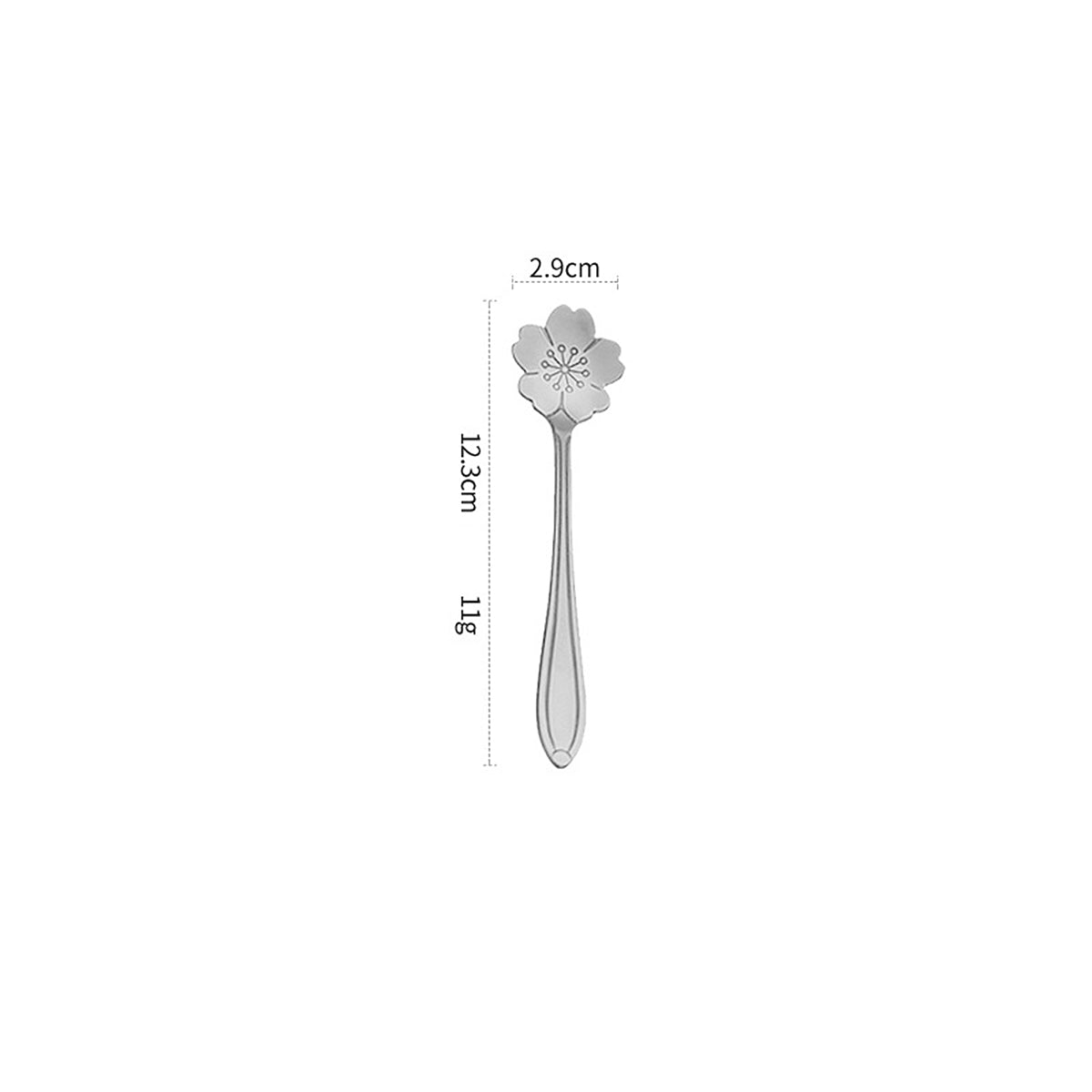 4.84" Silver Sakura Flower Shape Stainless Steel Coffee Spoon