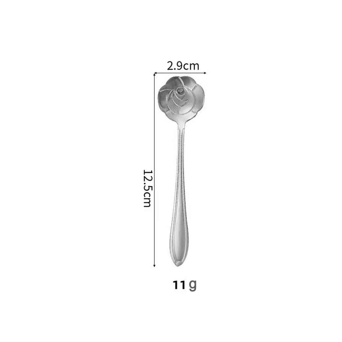 4.92" Silver Rose Shape Stainless Steel Coffee Spoon
