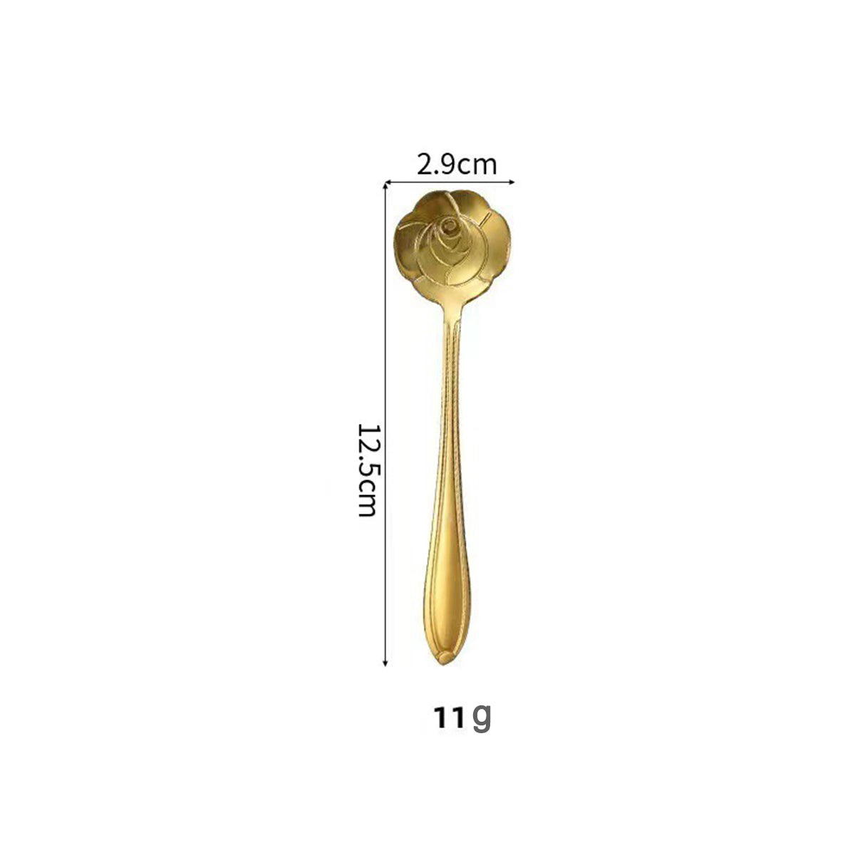 4.92" Gold Rose Shape Stainless Steel Coffee Spoon