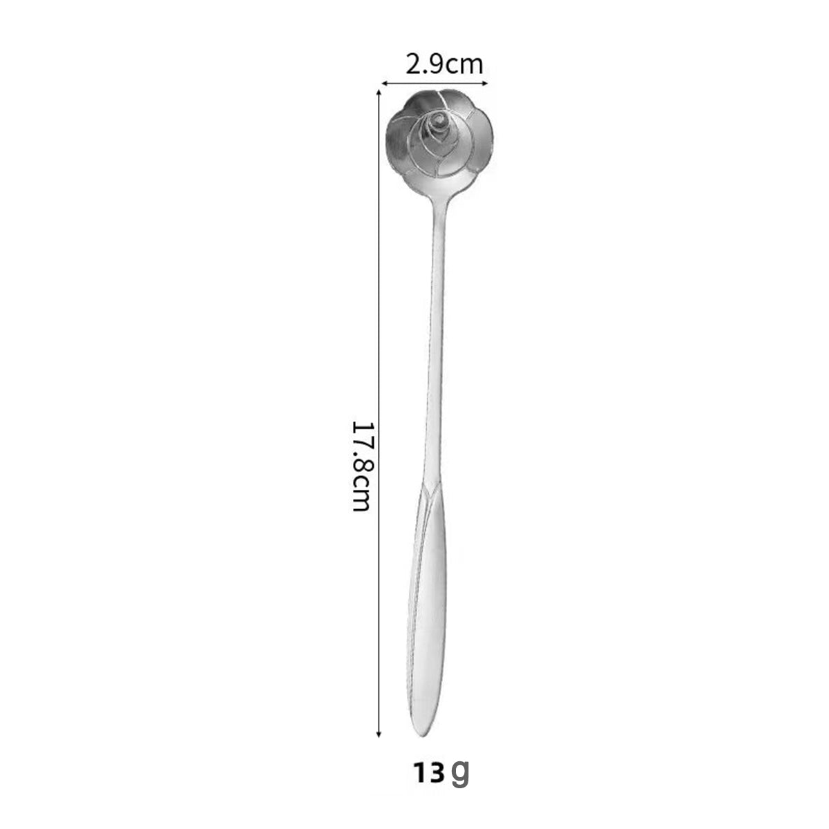 7.01" Silver Rose Shape Stainless Steel Coffee Spoon