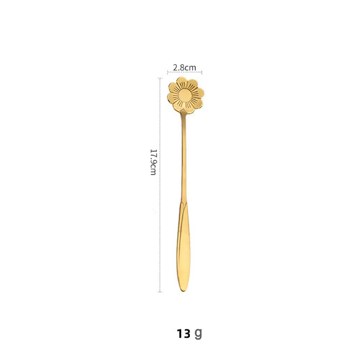 6.93" Gold Coreopsis Shape Stainless Steel Coffee Spoon