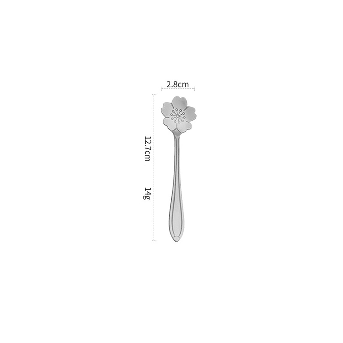 5.00" Silver Sakura Shape Stainless Steel Coffee Spoon