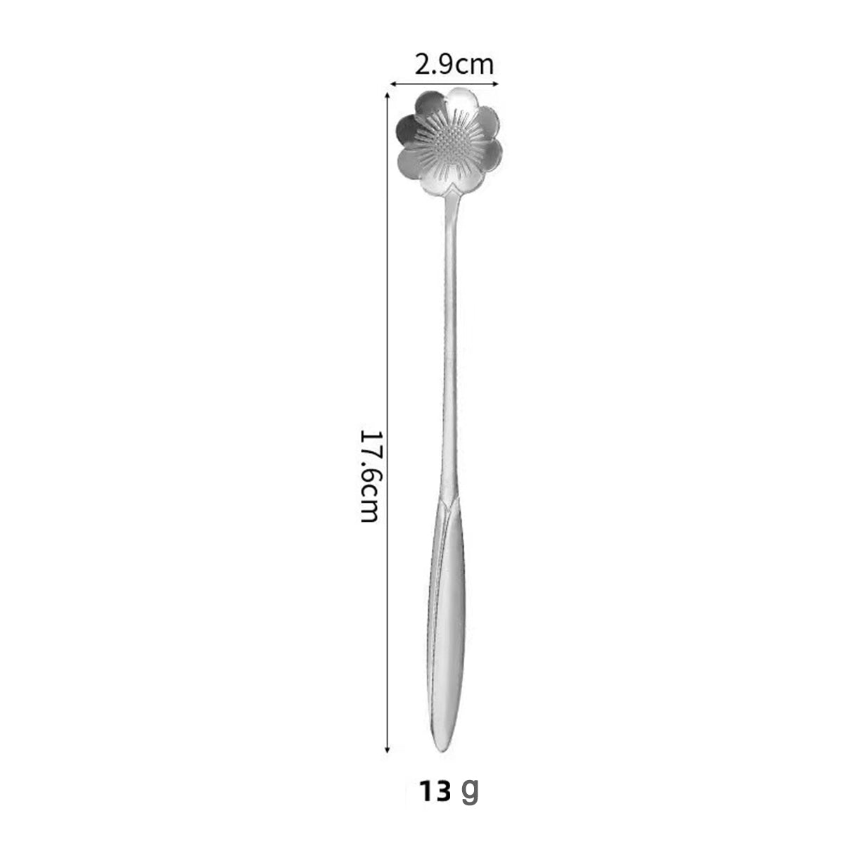 6.93" Silver Coreopsis Shape Stainless Steel Coffee Spoon