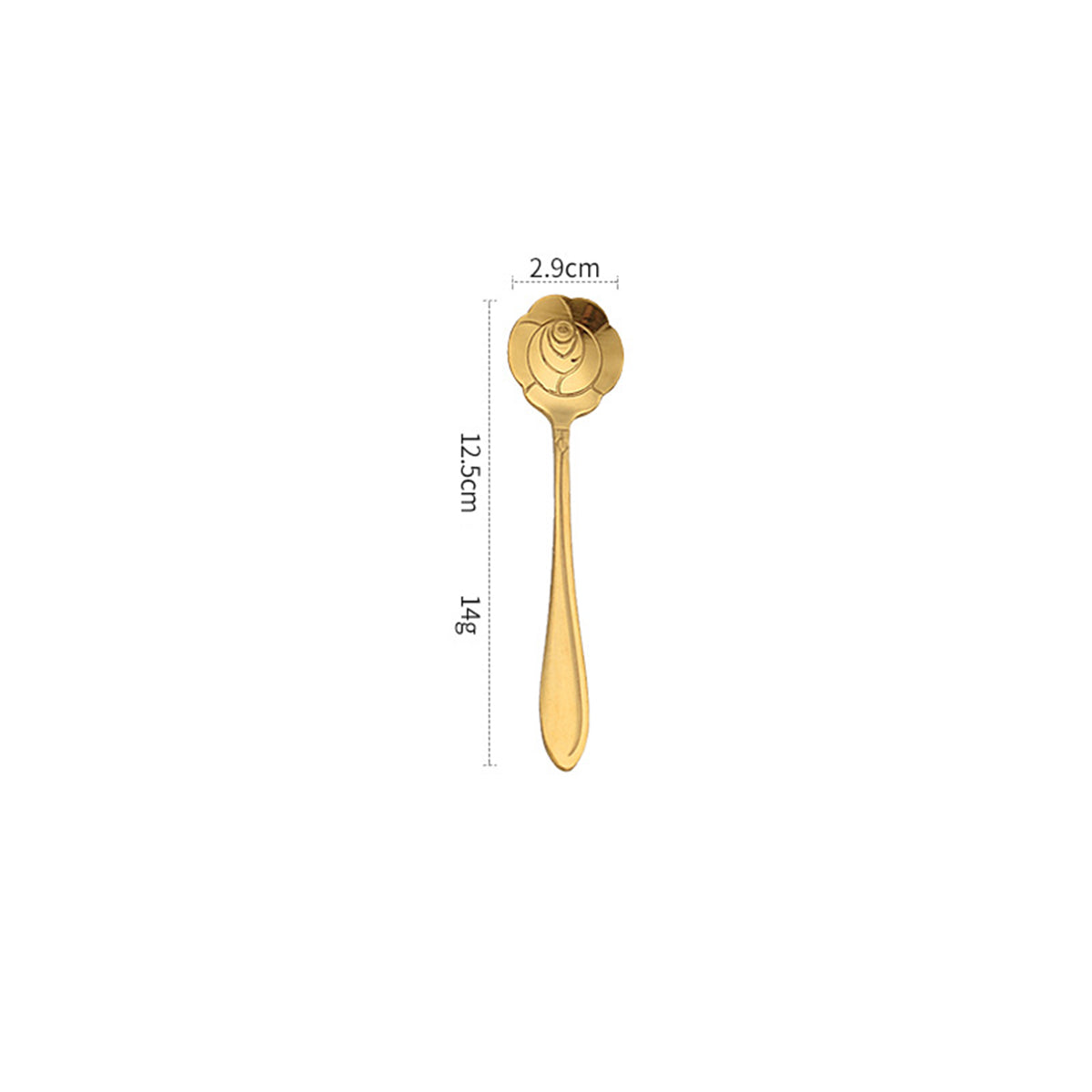 4.92" Gold Rose Shape Stainless Steel Coffee Spoon
