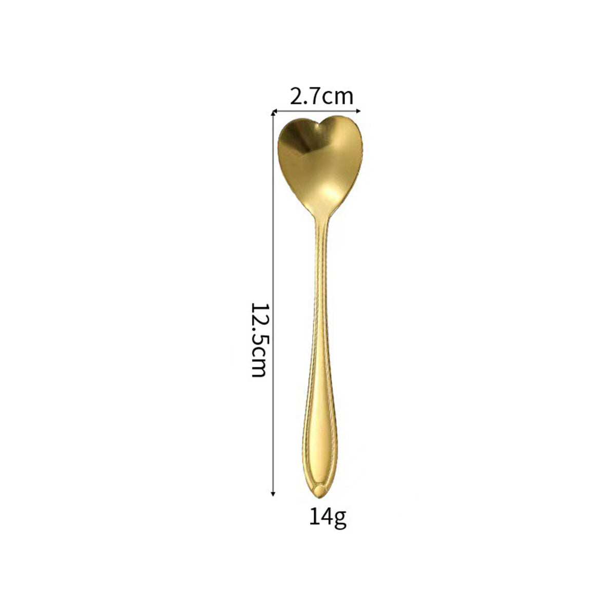 4.92" Gold Heart Shape Stainless Steel Coffee Spoon