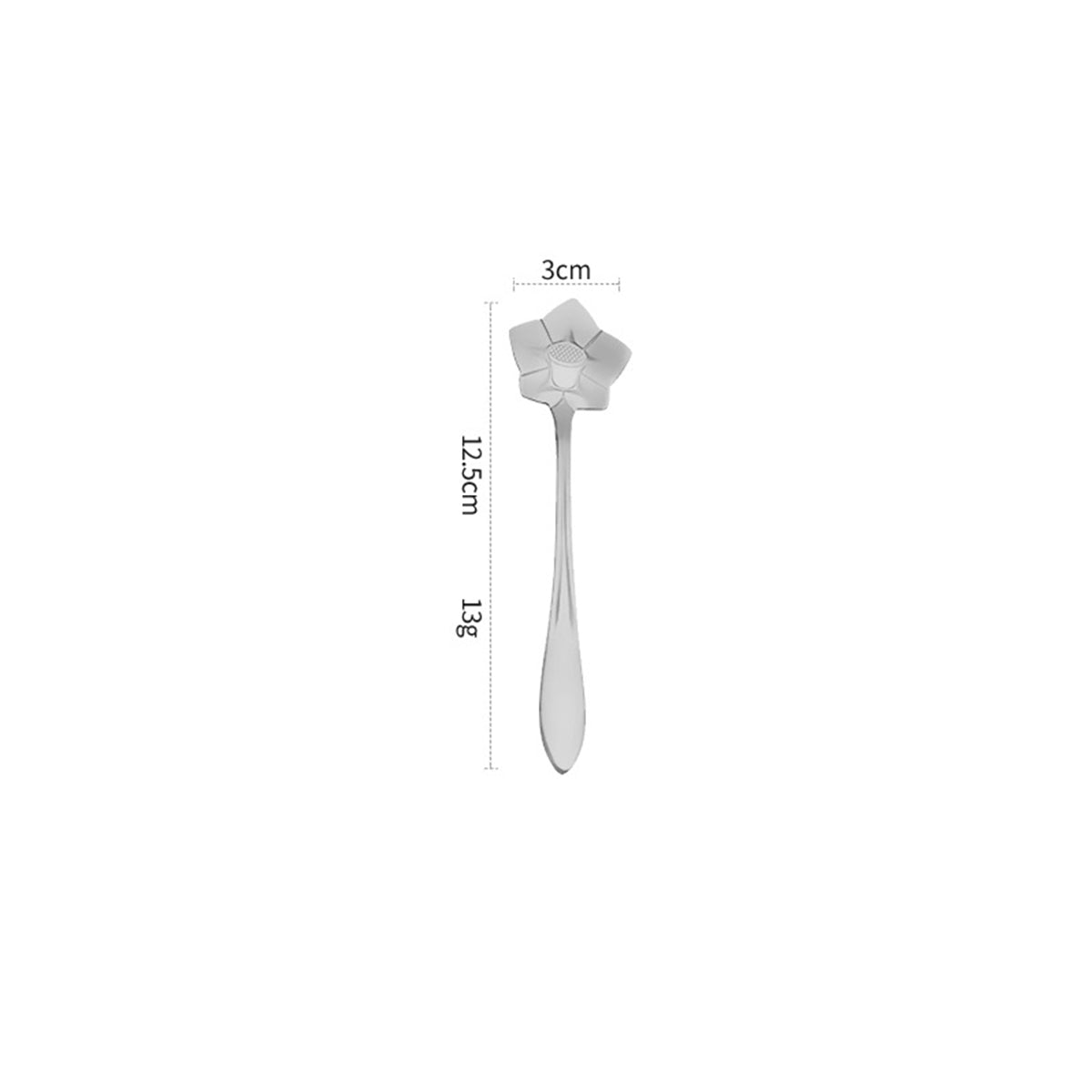 4.92" Silver Platycodon Grandiflorum Flower Shape Stainless Steel Coffee Spoon