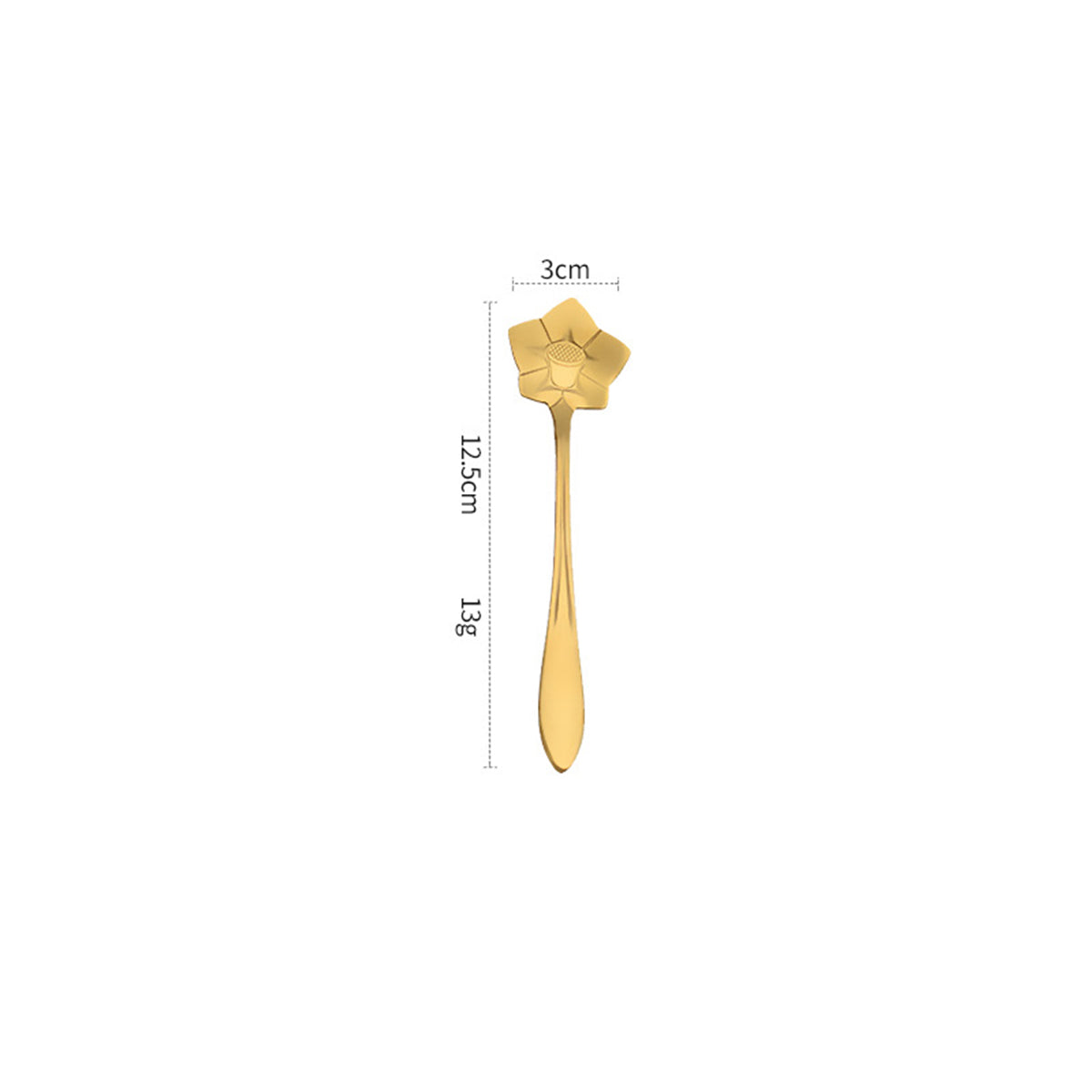 4.92" Gold Platycodon Grandiflorum Flower Shape Stainless Steel Coffee Spoon