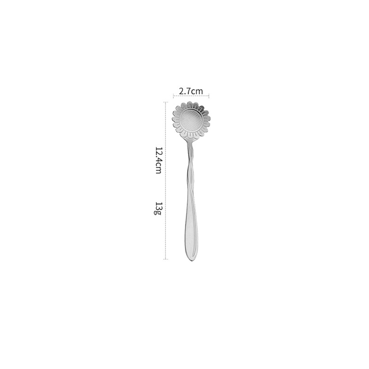 4.88" Silver Sunflower Shape Stainless Steel Coffee Spoon
