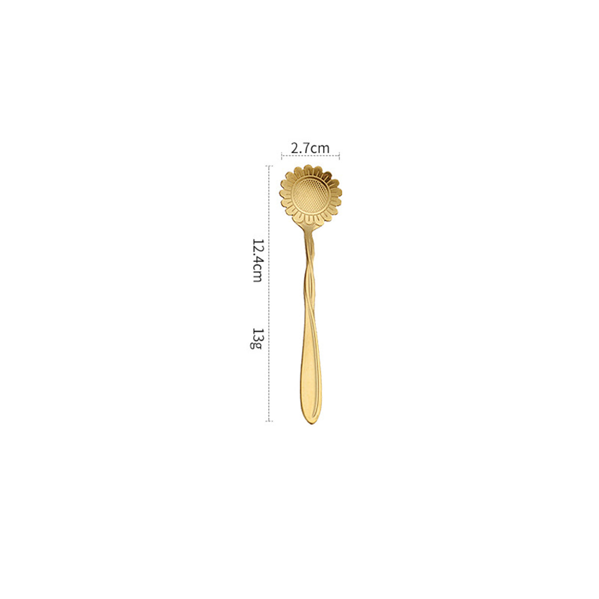 4.88" Gold Sunflower Shape Stainless Steel Coffee Spoon