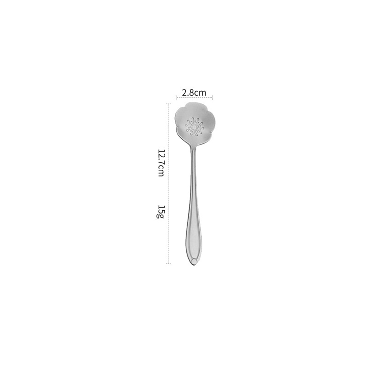 5.00" Silver Plum Blossom Shape Stainless Steel Coffee Spoon