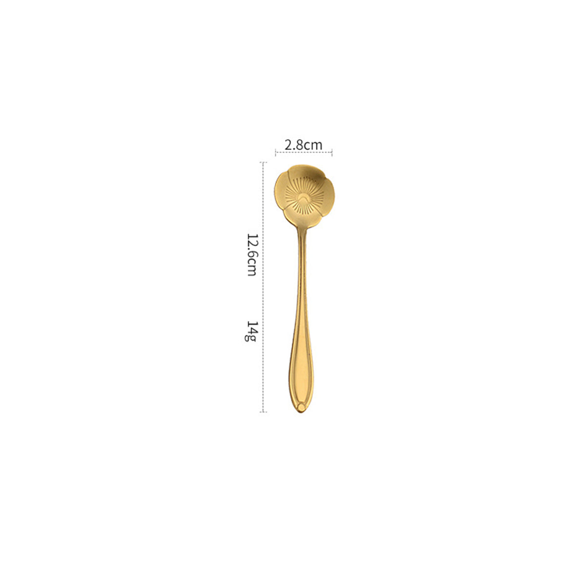 4.96" Gold Pansy Shape Stainless Steel Coffee Spoon