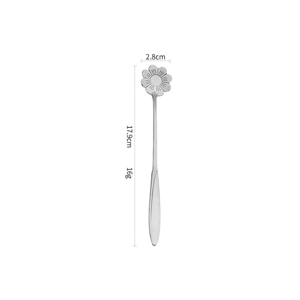 7.05" Silver Coreopsis Shape Stainless Steel Coffee Spoon