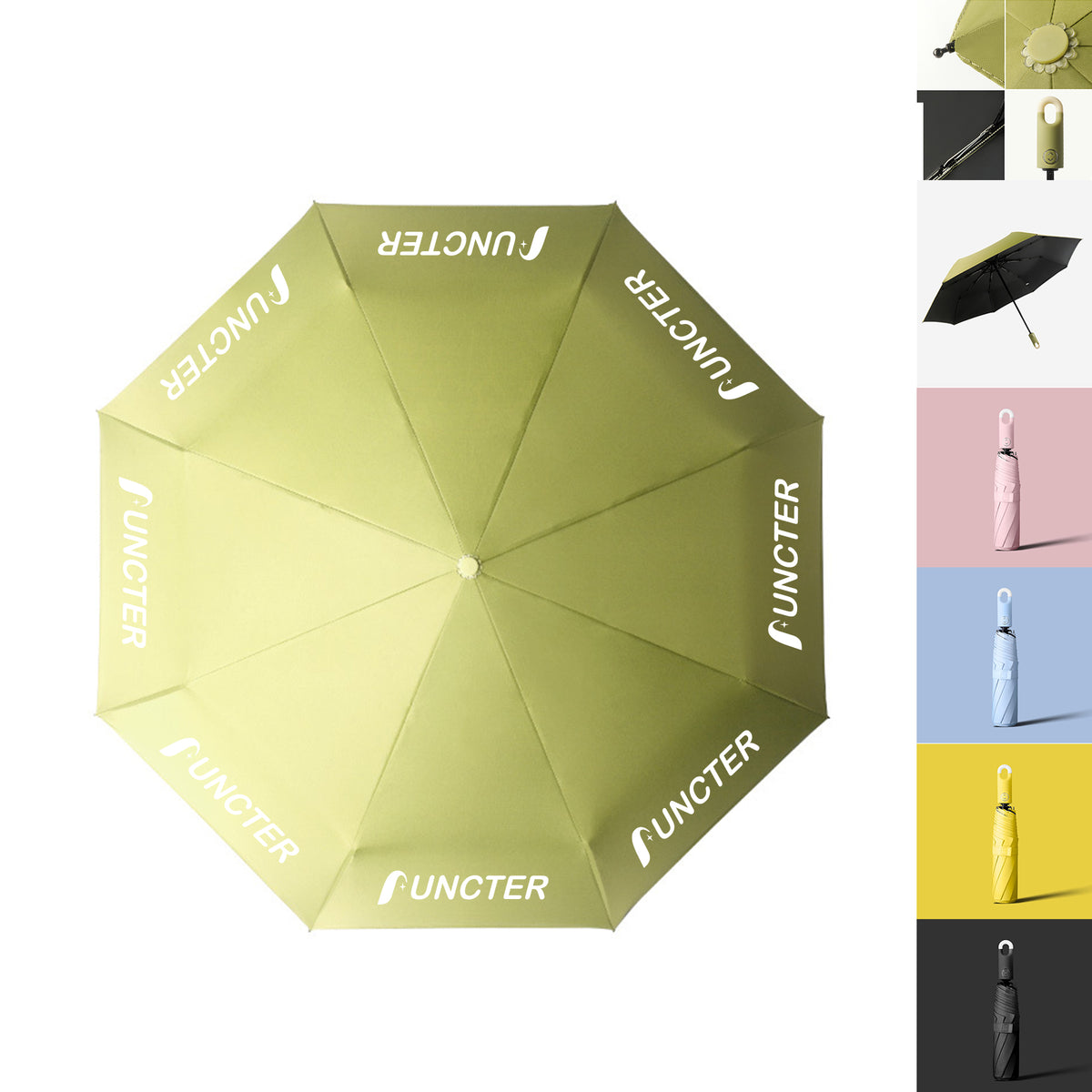 Portable Umbrella with Novelty Carabiner Handle Automatic Three Fold Umbrella