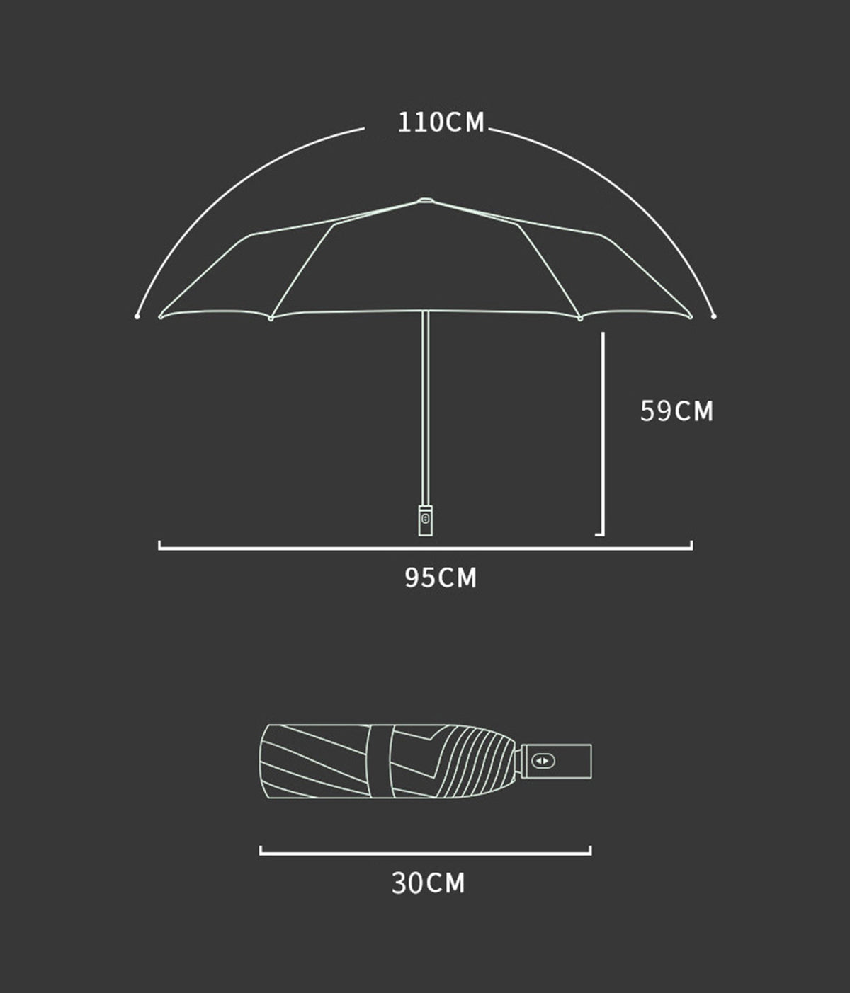 Portable Umbrella with Novelty Carabiner Handle Automatic Three Fold Umbrella