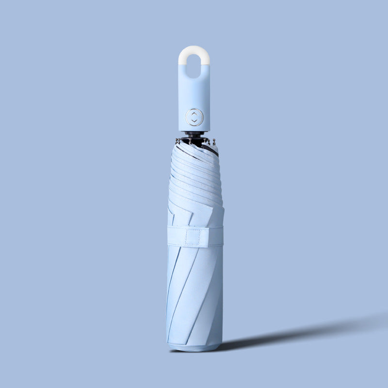 Portable Umbrella with Novelty Carabiner Handle Automatic Three Fold Umbrella