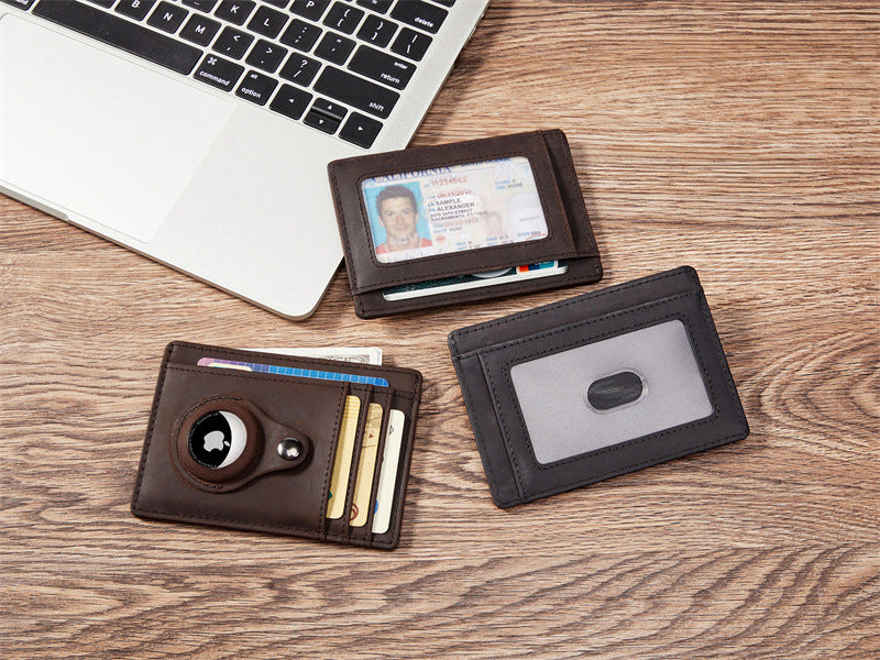 RFID Genuine Leather Tracker Protector Case Gentleman Wallet Money Clip