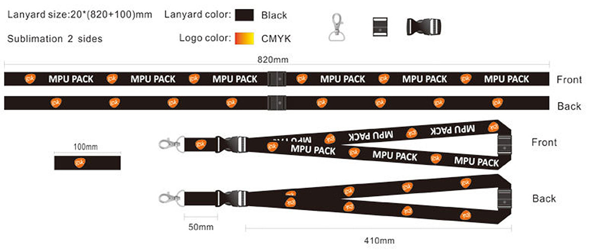Double Side Printing Safe Break Lanyard w/Lobster Claw Clip