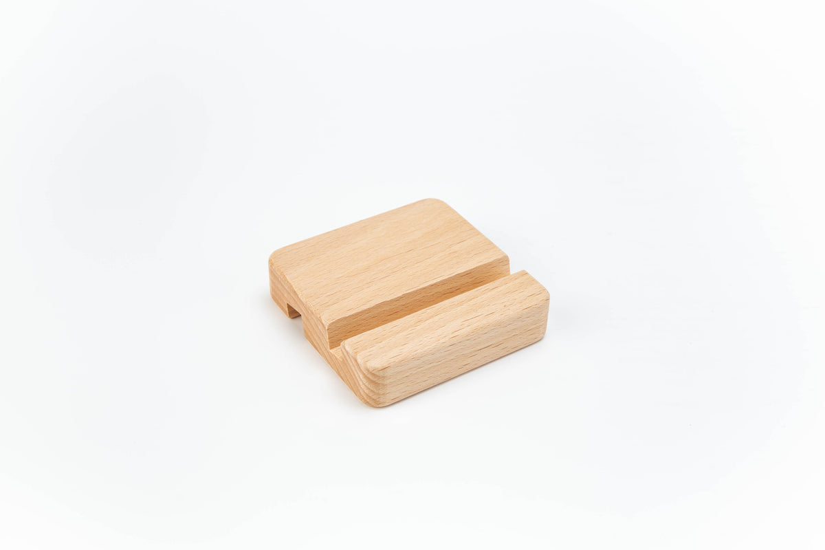 #882 Beech Wood Cuboid Shape Double Side Using Phone Stand