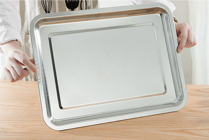 12.60 x 8.66 x 0.78" Stainless Steel Rectangular Thickened Tray Stainless Steel Metal Tray