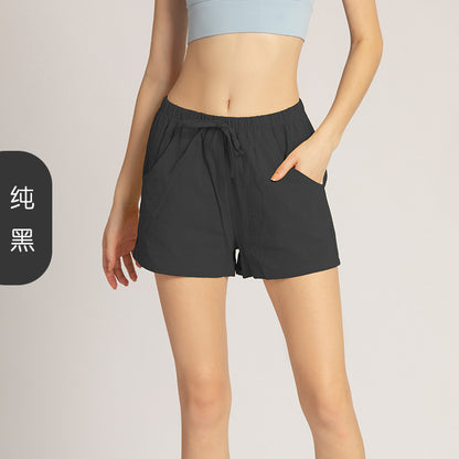 Yoga Shorts Women's Summer Cotton Breathable Loose Drawstring Cotton Sports Fitness Short Pants