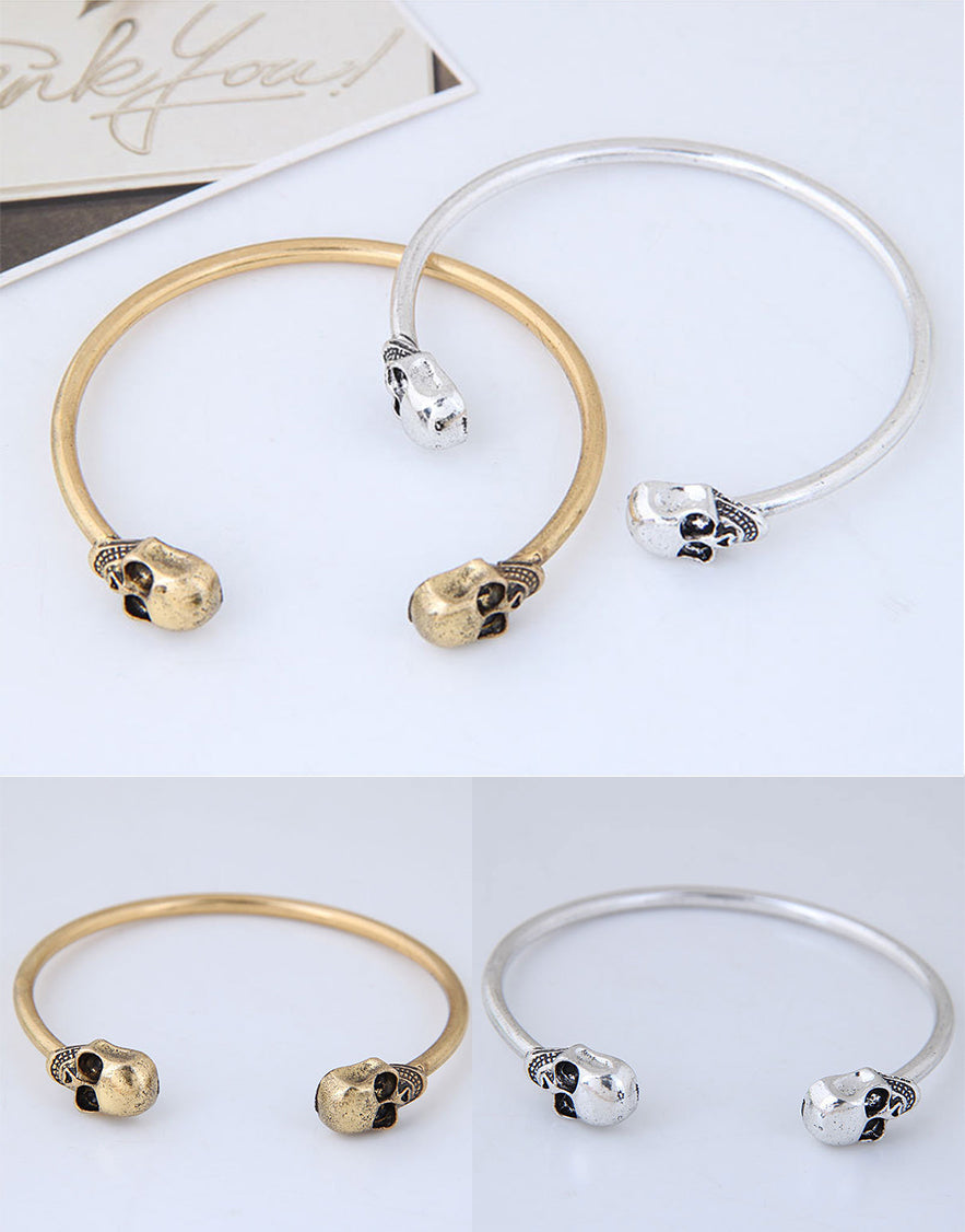 Double Skulls Charm Bracelet