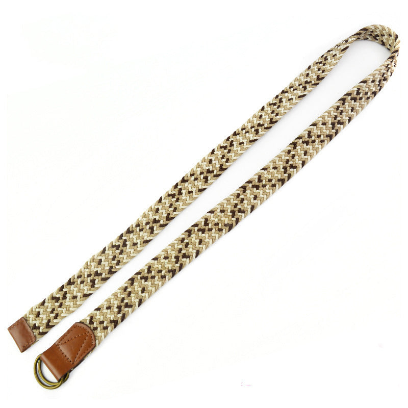 Customized New Woven Elastic Belt Webbing Alloy Buckle Men's Belt