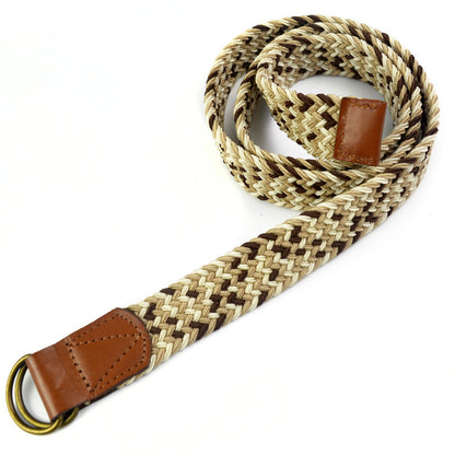 Custom Casual Belt Women's Contrast Color Elastic Non Perforated Woven Belt