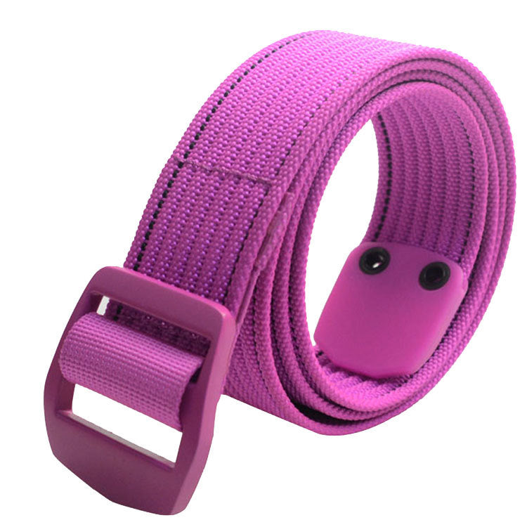 Four Seasons Men's & Women's Common Knitted Buckle Leisure Stripe Nylon Elastic Belt