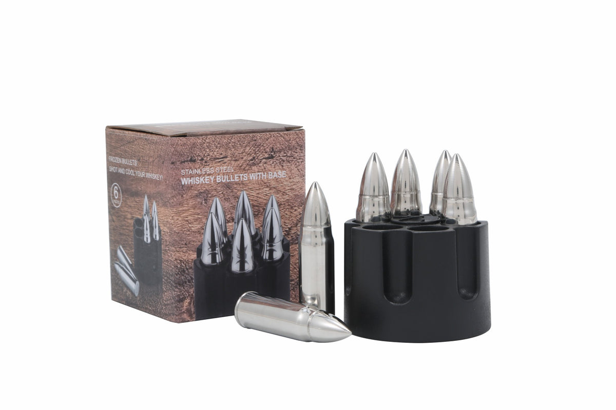 6 pcs Silver #14 Bullet Shape Stainless Steel Metal Ice Cube