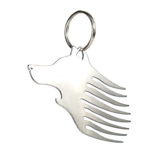 Wolf Head Shape Bottle Opener Pocket Comb Box Opener Keychain
