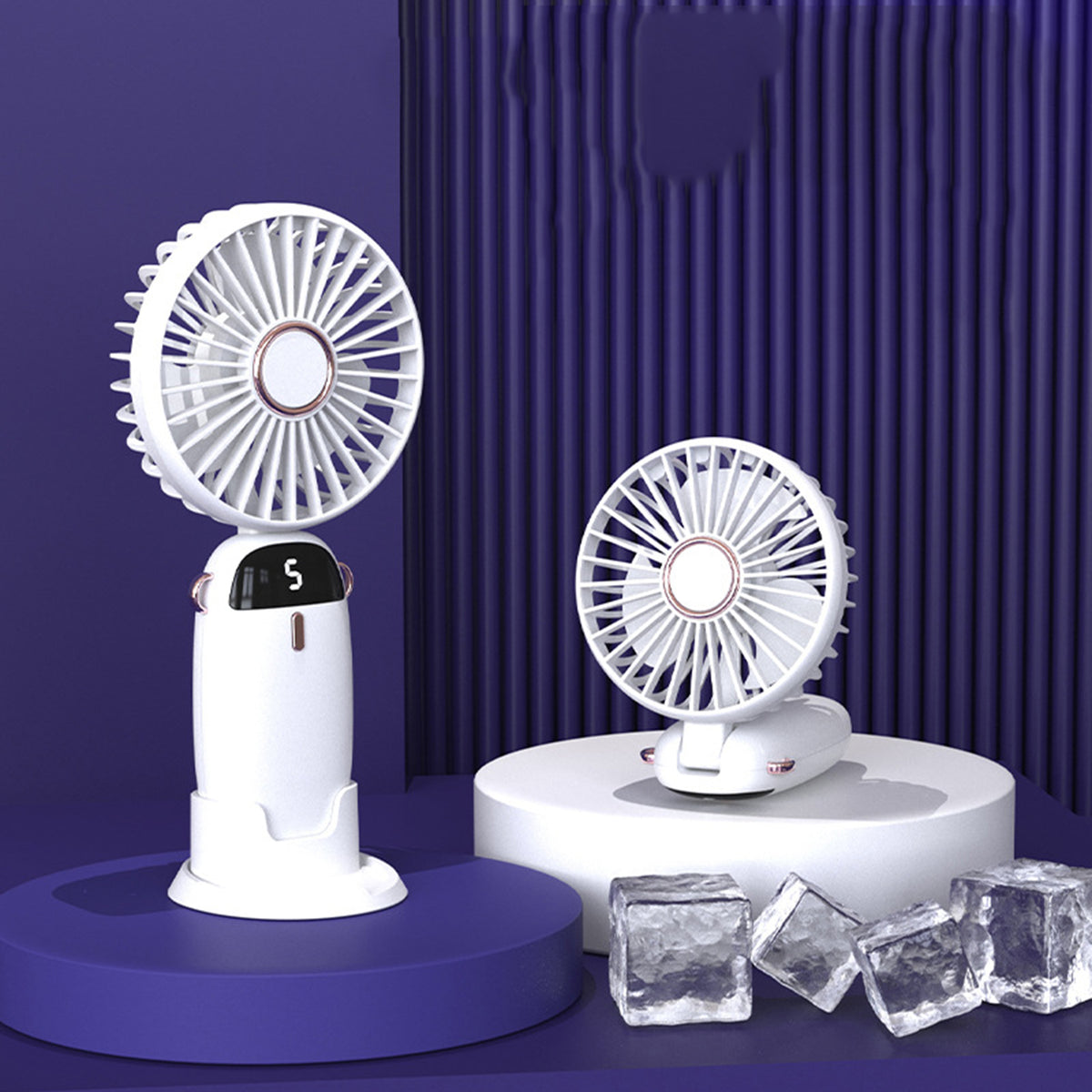 Portable Handheld Fan Small Fan USB Rechargeable Personal Hand Held Fan W/5 Speed