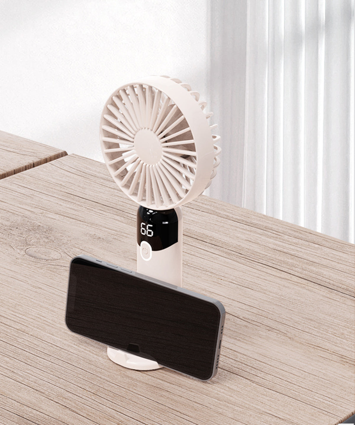 Portable Handheld Fan, Personal Fan with LED Display, Desk Fan Rechargeable with 6 speed