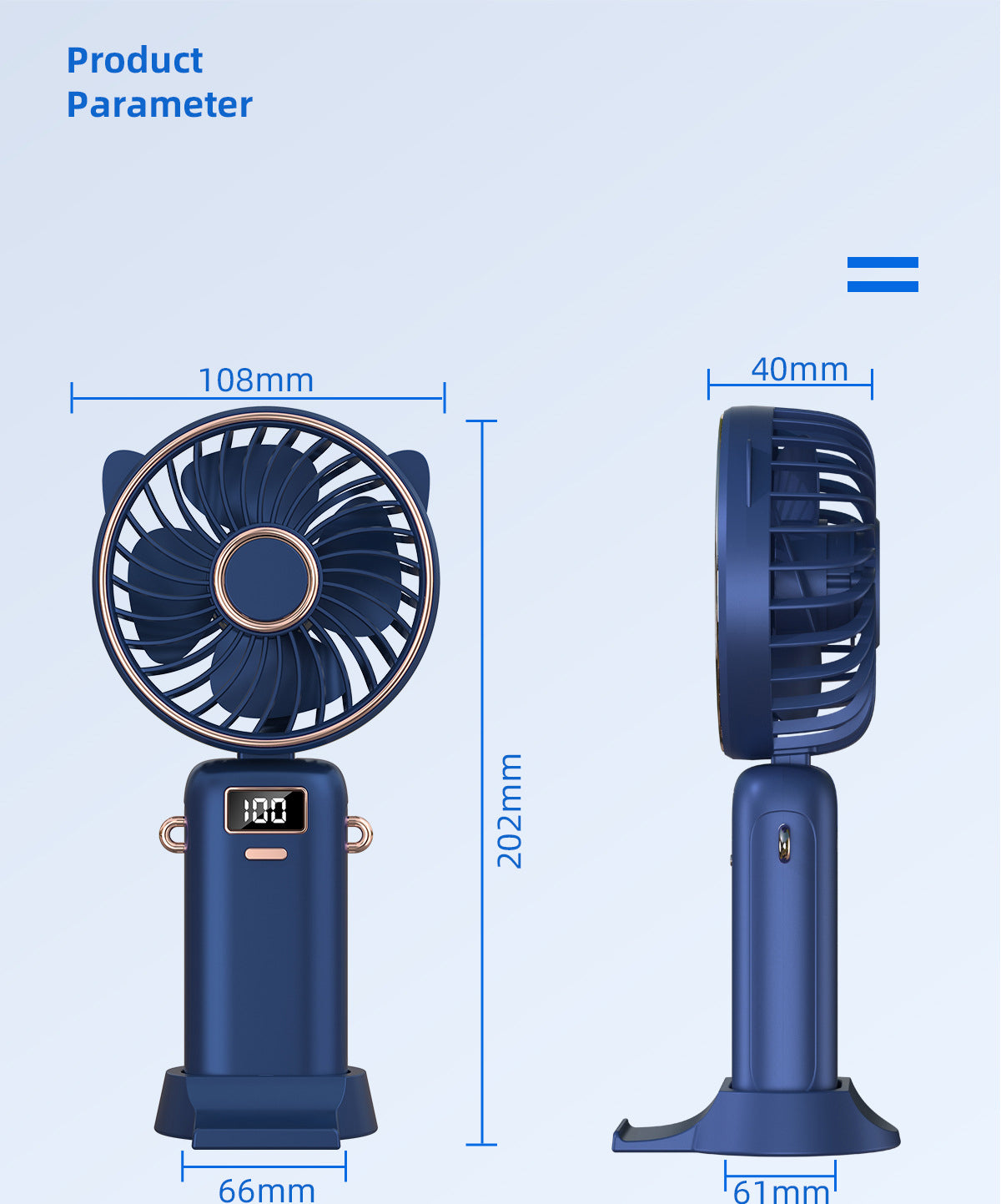Mini Handheld Fan W/5 Speed Adjustable Fan 1200mah Bettery
