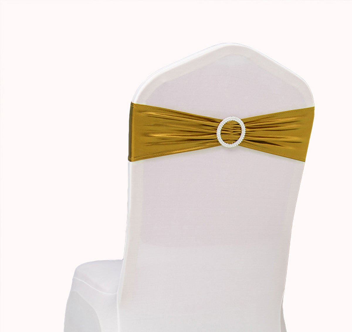 Bronzing Color Chair Sashes Bowknot Stretchy Bands Chair Bowknot W/ Diamond Buckle