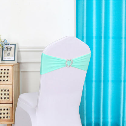 Chair Sashes Bow Satin Bowknot Stretchy Bands Chair Bowknot W/ Heart Diamond Buckle