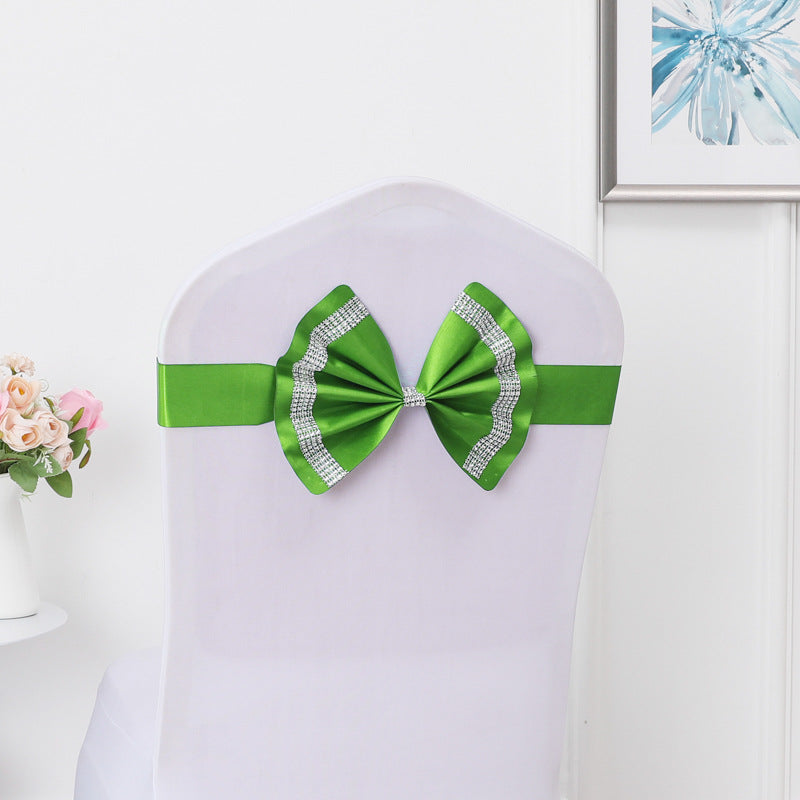 #3 Bronzing Color Chair Back Flower Chair Sashes Bow Satin Bowknot Stretchy Bands Chair Bowknot