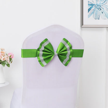 #3 Bronzing Color Chair Back Flower Chair Sashes Bow Satin Bowknot Stretchy Bands Chair Bowknot