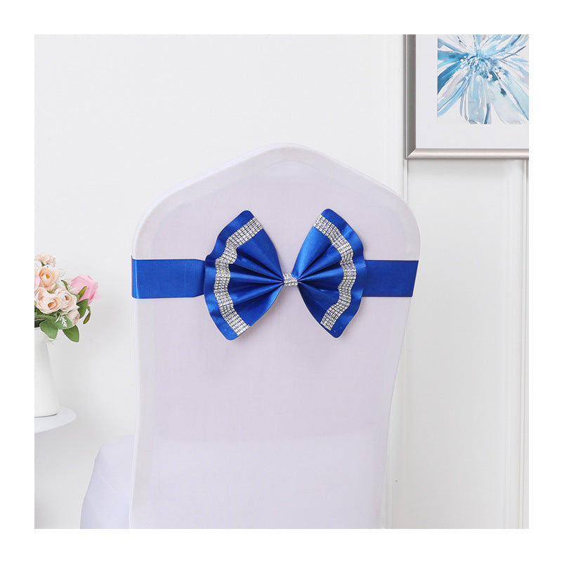 #3 Bronzing Color Chair Back Flower Chair Sashes Bow Satin Bowknot Stretchy Bands Chair Bowknot