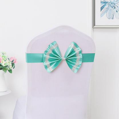 #3 Bronzing Color Chair Back Flower Chair Sashes Bow Satin Bowknot Stretchy Bands Chair Bowknot