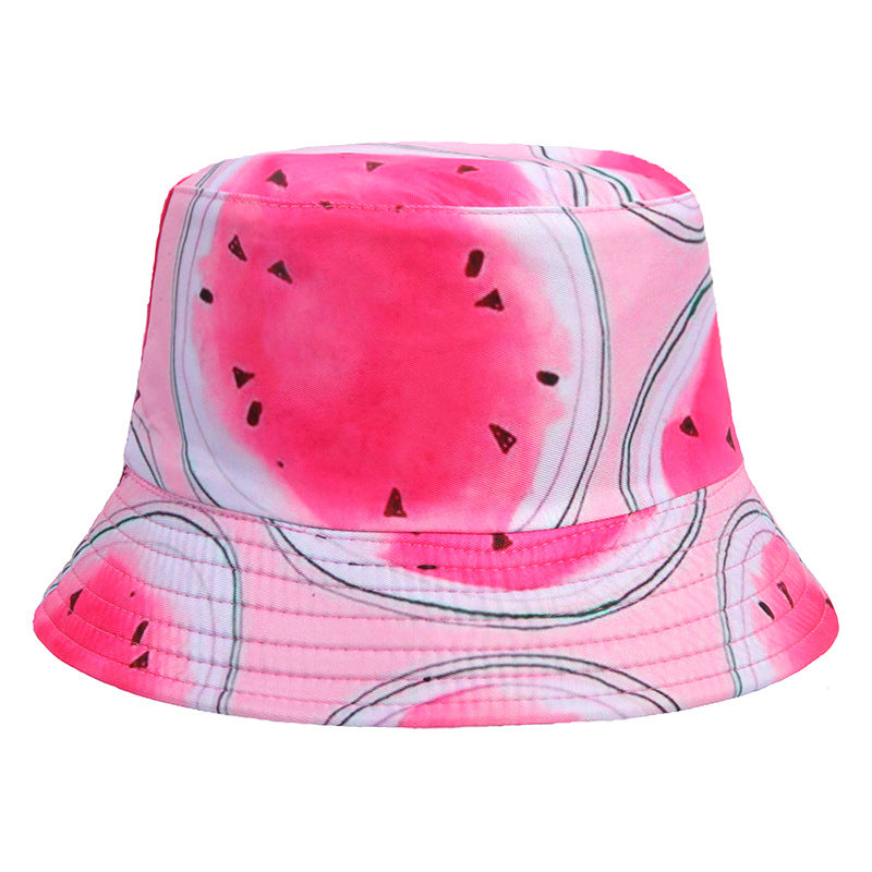 #20 Geometric Tie-dye Watermelon Pattern Basin Cap Bucket Hat