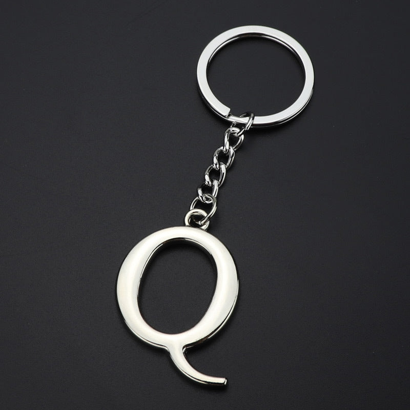 Silver Letter Q Keychain Initial Keychain