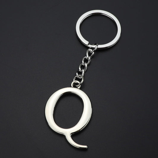 Silver Letter Q Keychain Initial Keychain