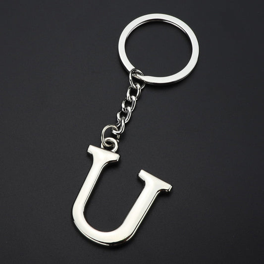 Silver Letter U Keychain Initial Keychain