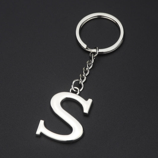 Silver Letter S Keychain Initial Keychain